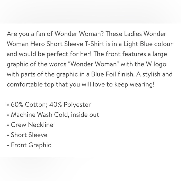 🆕Wonder Woman DC Comics Fitted Tee - Picture 5 of 13